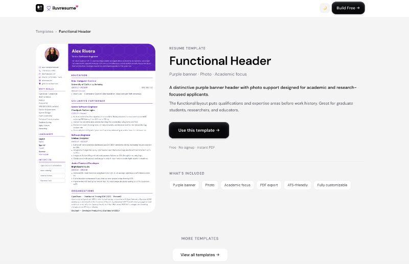 iluvresume interface visual